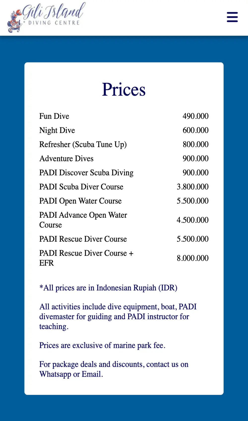 Gili Island Diving Center in Gili Air